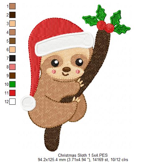 Christmas Baby Sloth on the Tree - Fill Stitch