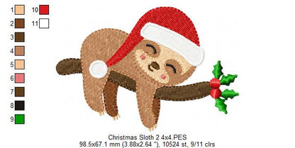 Christmas Baby Sloth Tree - Fill Stitch - Machine Embroidery Design