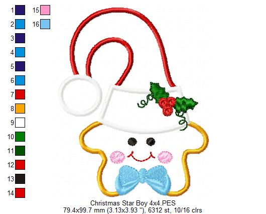 Christmas Star Boy and Girl - Set of 2 designs - Applique