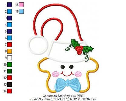 Christmas Star Boy and Girl - Set of 2 designs - Applique