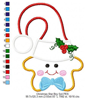 Christmas Star Boy and Girl - Set of 2 designs - Applique