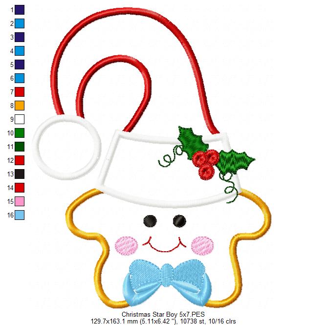 Christmas Star Boy and Girl - Set of 2 designs - Applique