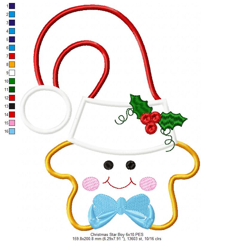 Christmas Star Boy and Girl - Set of 2 designs - Applique