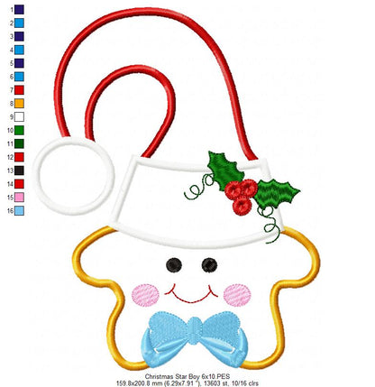 Christmas Star Boy and Girl - Set of 2 designs - Applique