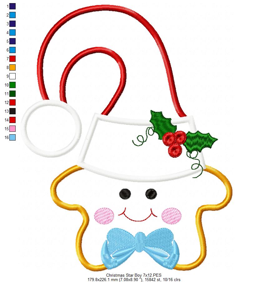 Christmas Star Boy and Girl - Set of 2 designs - Applique