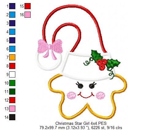 Christmas Star Girl - Applique