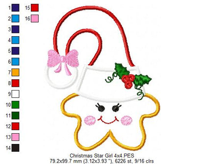 Christmas Star Girl - Applique