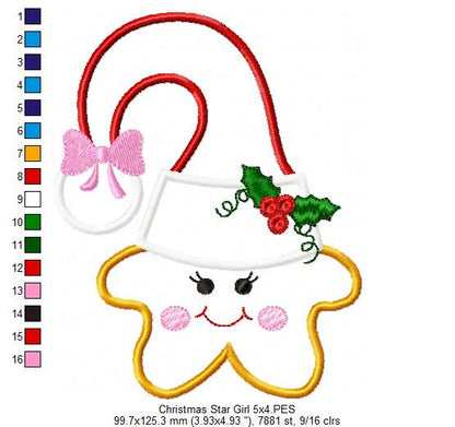 Christmas Star Girl - Applique
