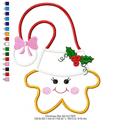 Christmas Star Girl - Applique