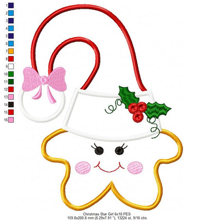 Christmas Star Boy and Girl - Set of 2 designs - Applique