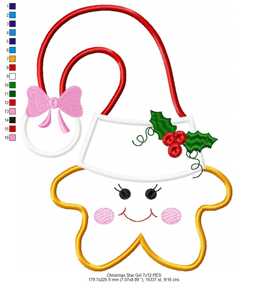 Christmas Star Girl - Applique