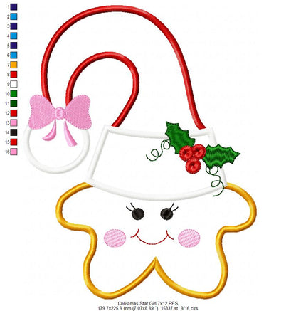Christmas Star Girl - Applique