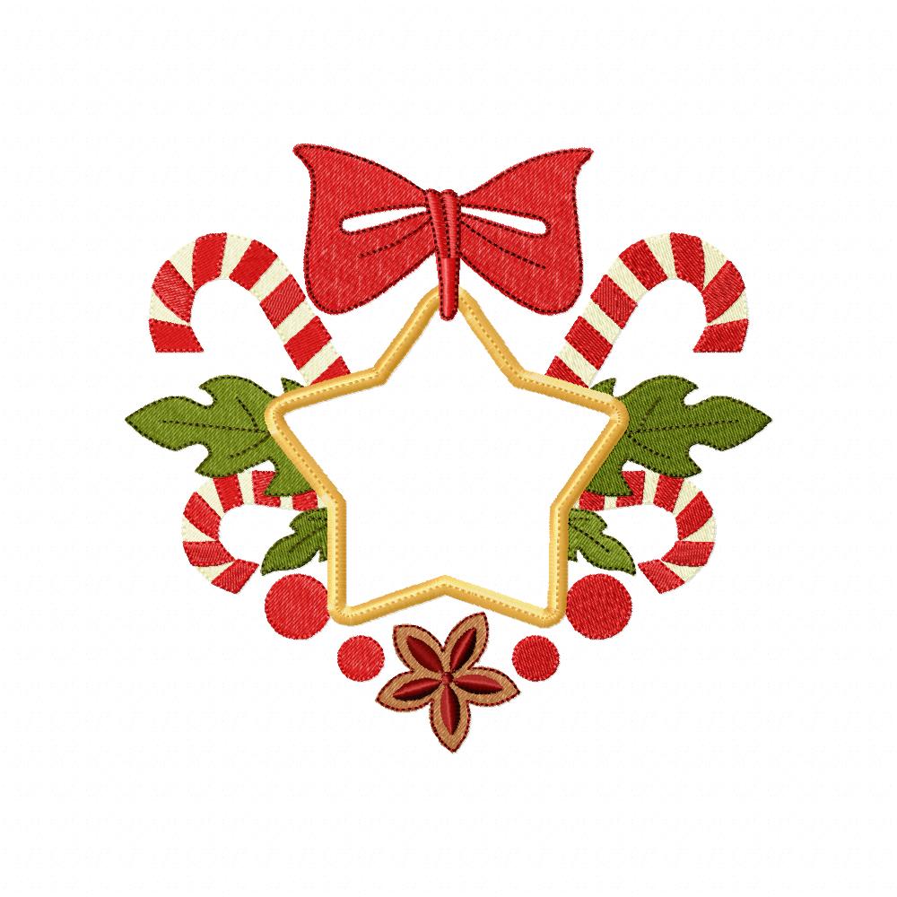 Christmas Star and Candy Cane - Applique