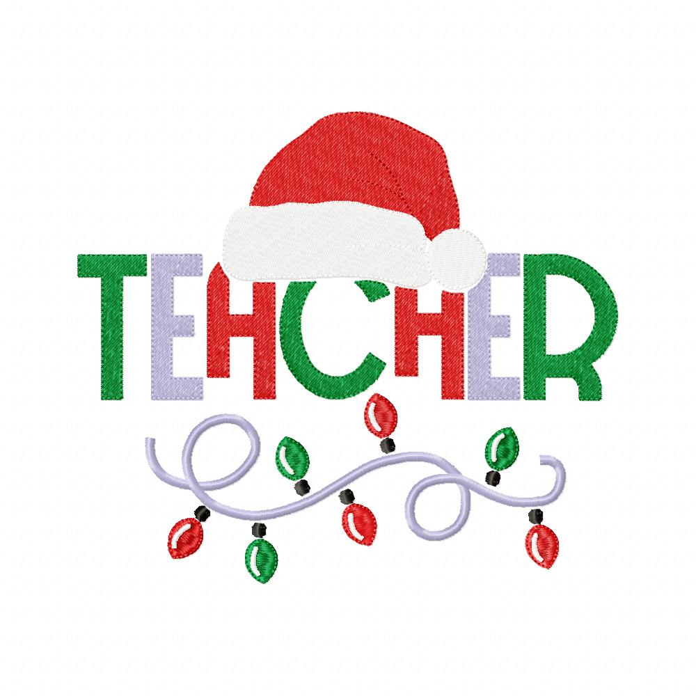 Christmas Teacher - Fill Stitch - Machine Embroidery Design
