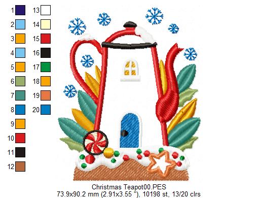 Christmas Teapot - Applique