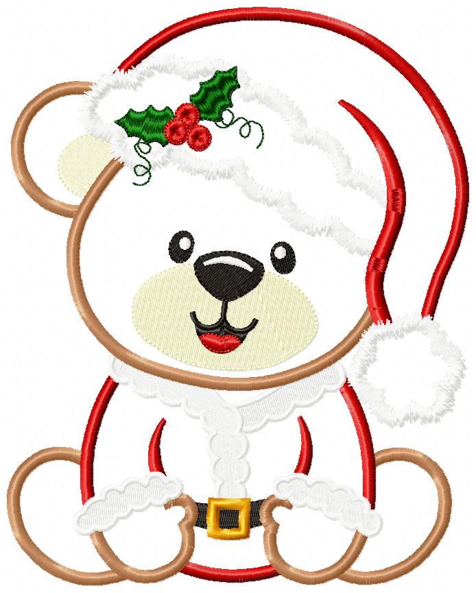 Christmas Teddy Bear Boy Santa - Applique - Machine Embroidery Design