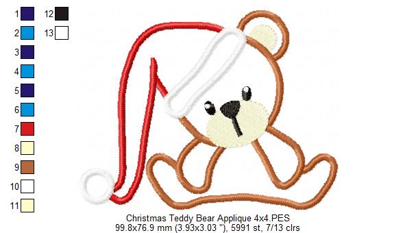 Christmas Teddy Bear - Applique Embroidery