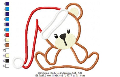 Christmas Teddy Bear - Applique Embroidery
