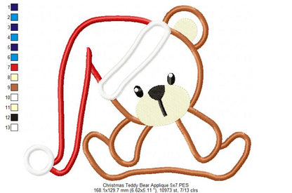 Christmas Teddy Bear - Applique Embroidery