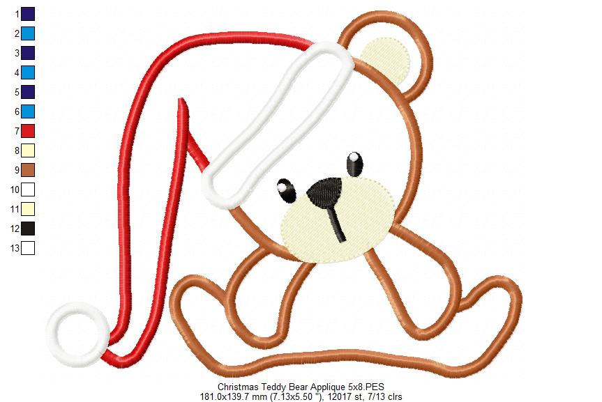 Christmas Teddy Bear - Applique Embroidery