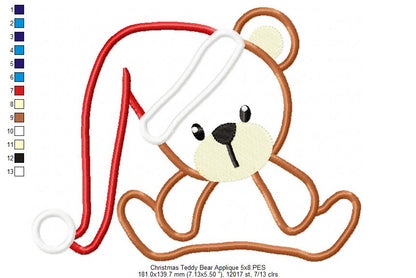 Christmas Teddy Bear - Applique Embroidery