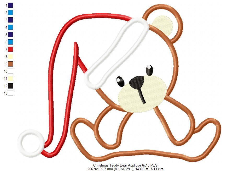 Christmas Teddy Bear - Applique Embroidery