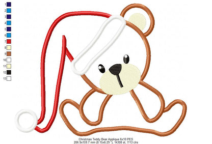 Christmas Teddy Bear - Applique Embroidery