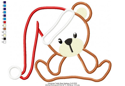 Christmas Teddy Bear - Applique Embroidery
