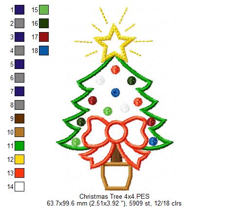 Christmas Tree with Bow - Applique