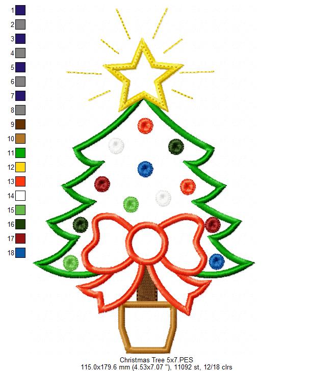 Christmas Tree with Bow - Applique