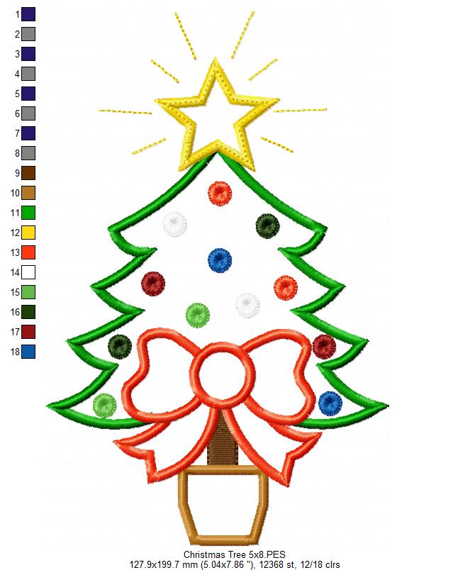 Christmas Tree with Bow - Applique