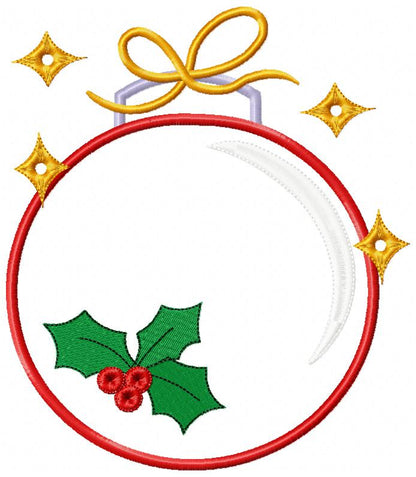 Christmas Bulb - Applique - Machine Embroidery Design