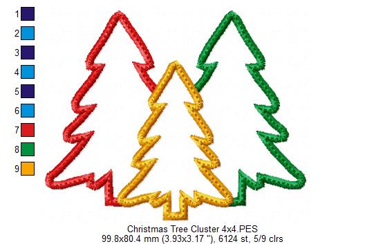 Christmas Tree Cluster - Applique