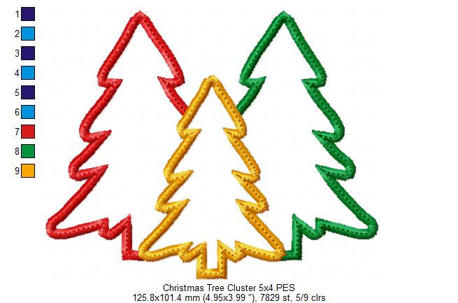 Christmas Tree Cluster - Applique