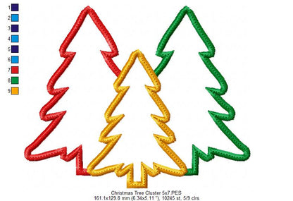 Christmas Tree Cluster - Applique