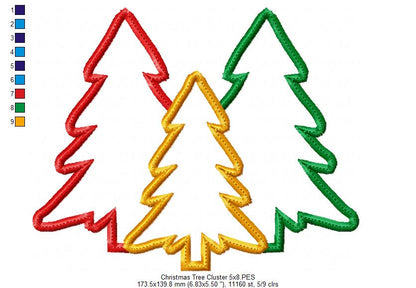 Christmas Tree Cluster - Applique