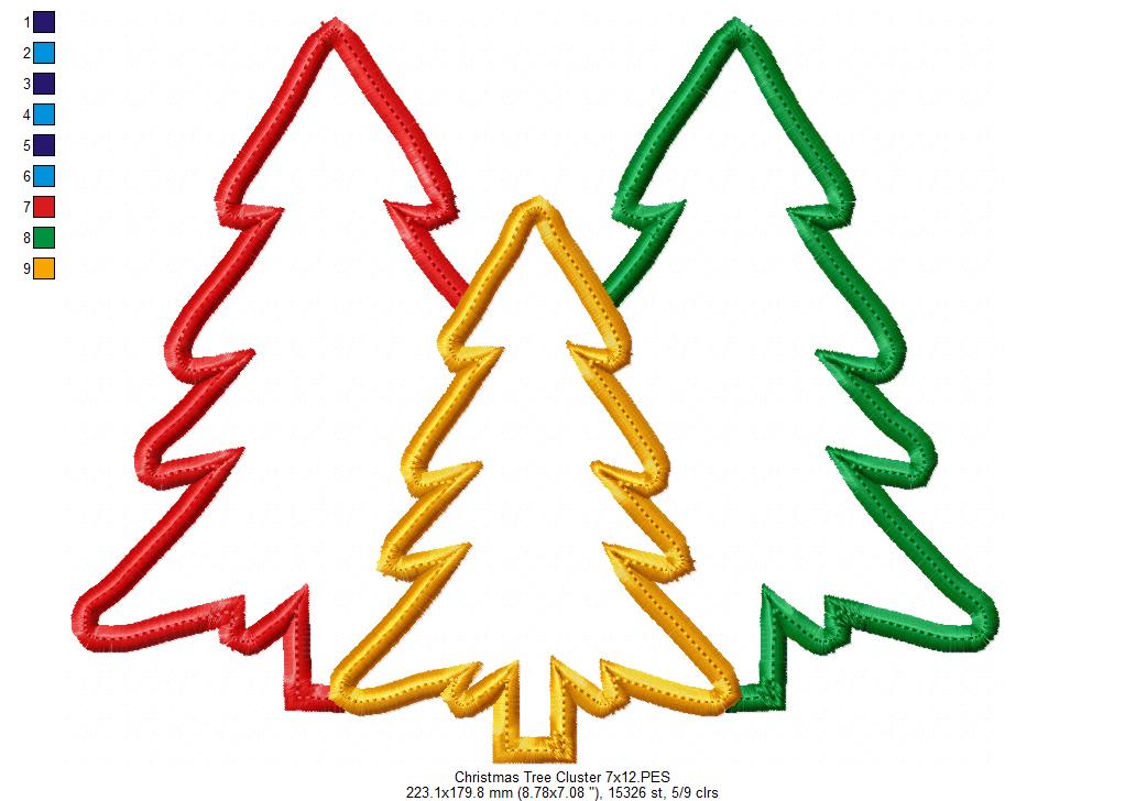 Christmas Tree Cluster - Applique