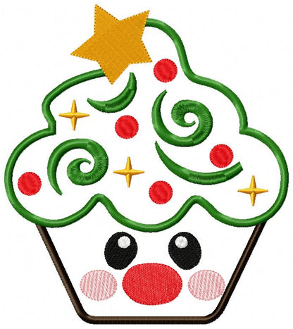 Christmas Tree Cupcake - Applique