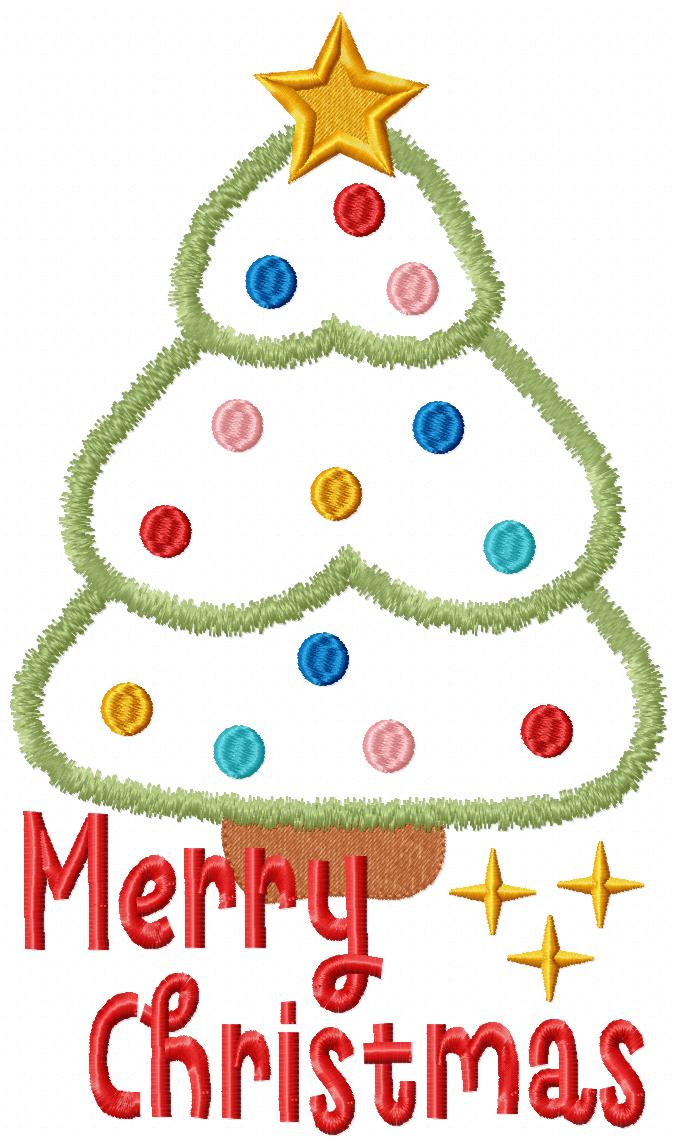 Christmas Tree Merry Christmas - Applique