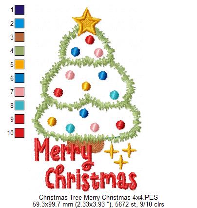Christmas Tree Merry Christmas - Applique