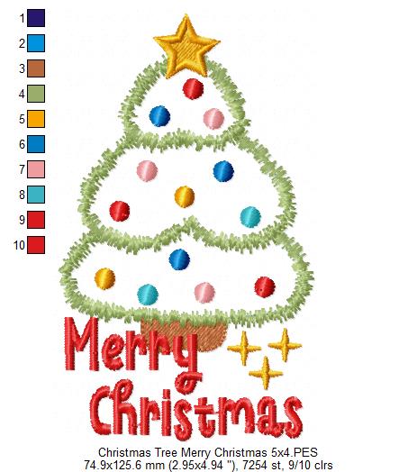 Christmas Tree Merry Christmas - Applique