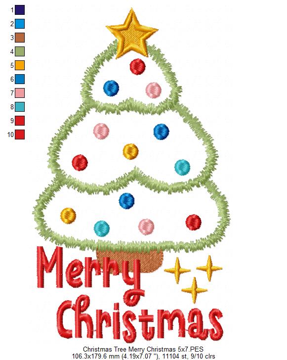 Christmas Tree Merry Christmas - Applique