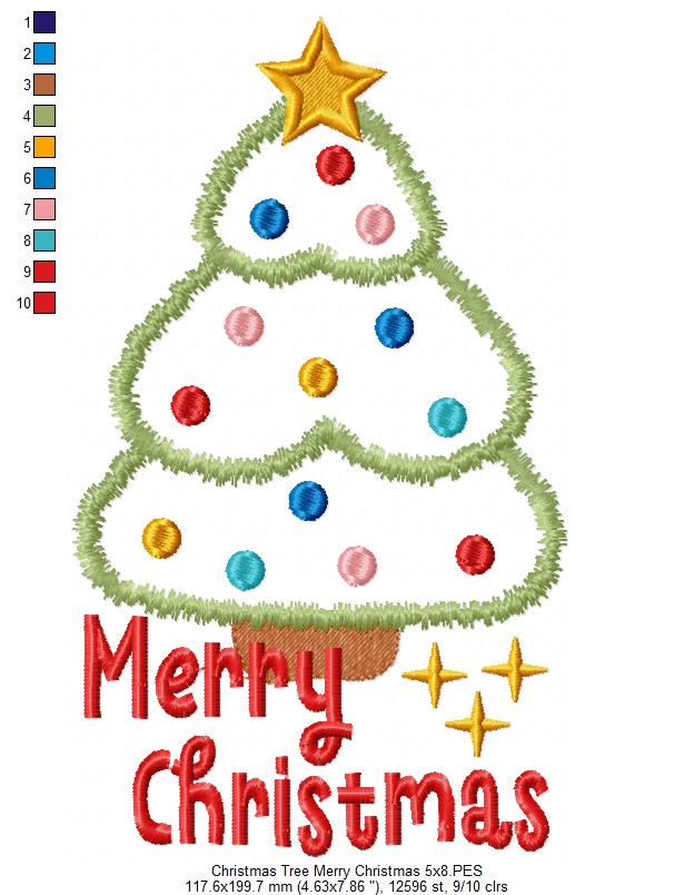 Christmas Tree Merry Christmas - Applique