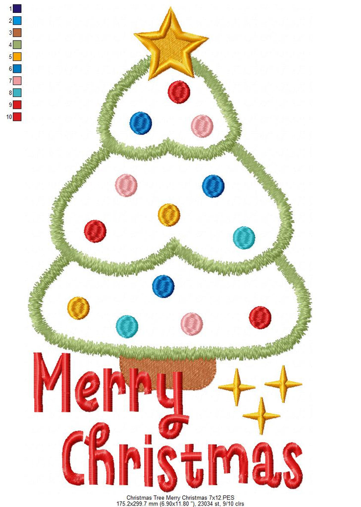 Christmas Tree Merry Christmas - Applique