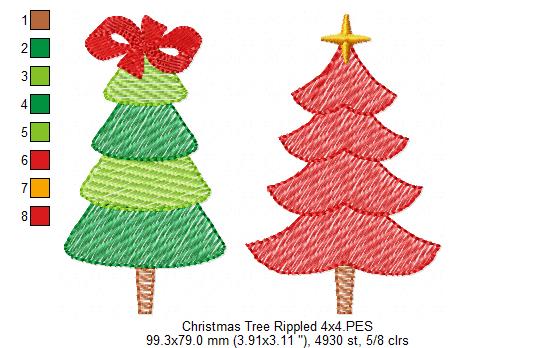 Christmas Trees - Rippled Stitch