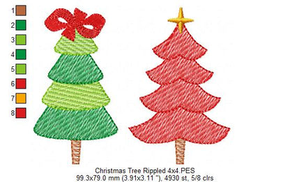 Christmas Trees - Rippled Stitch