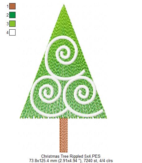 Christmas Tree - Rippled Embroidery
