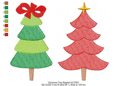 Christmas Trees - Rippled Stitch