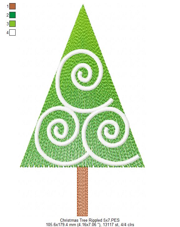 Christmas Tree - Rippled Embroidery