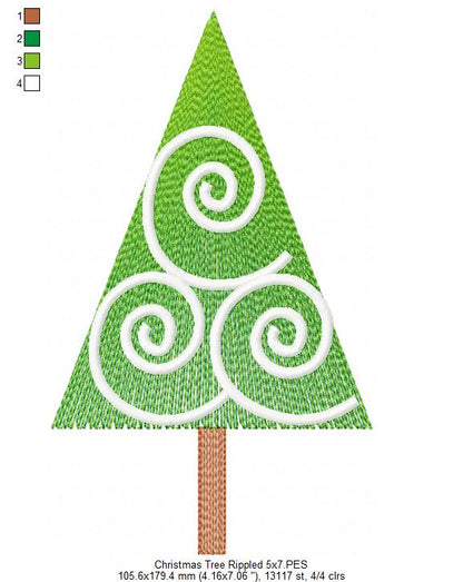 Christmas Tree - Rippled Embroidery
